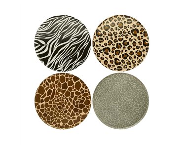 8PK ANIMAL PRINT PAPER PLATES