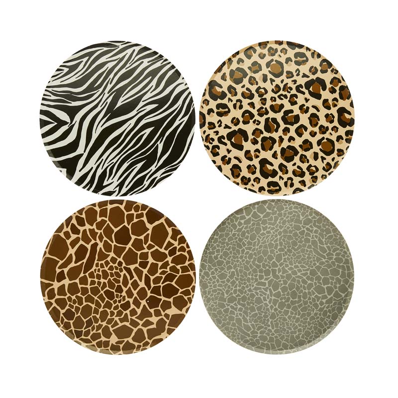 8PK ANIMAL PRINT PAPER PLATES