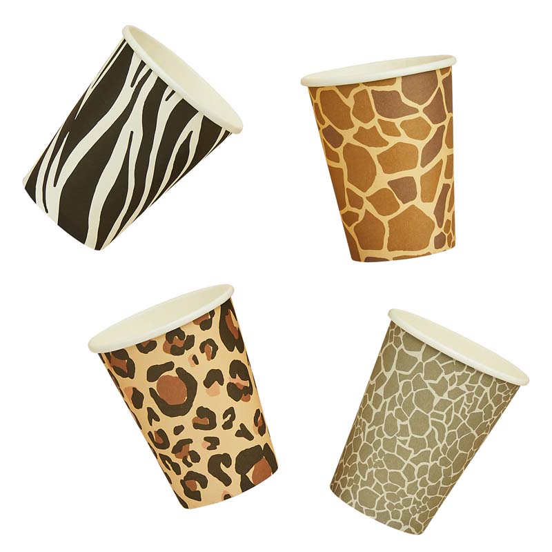 8PK ANIMAL PRINT PAPER CUPS