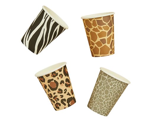 8PK ANIMAL PRINT PAPER CUPS