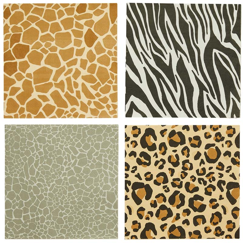 16PK ANIMAL PRINT PAPER NAPKINS