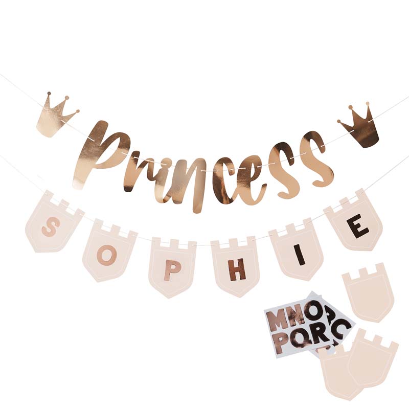 2m PRINCESS BANNER WITH PERSONALISED FLAGS