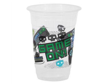 8PK 16oz GAMER BIRTHDAY PLASTIC PARTY CUPS