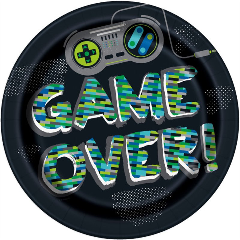 8PK 9in GAMER BIRTHDAY PLATES