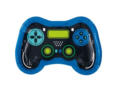 8PK 9.25in GAMER BIRTHDAY CONTROLLER SHAPED PLATES