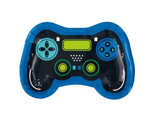 8PK 9.25in GAMER BIRTHDAY CONTROLLER SHAPED PLATES