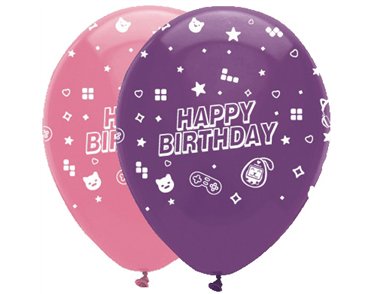 6PK 30cm GIRLS GAMER PARTY LATEX BALLOONS