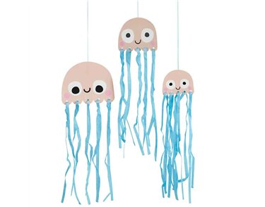 3PC HANGING JELLYFISH WITH TISSUE TASSELS DECORATION
