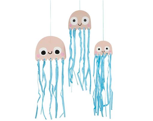 3PC HANGING JELLYFISH WITH TISSUE TASSELS DECORATION