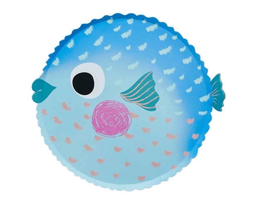 8PK PUFFER FISH PAPER PLATES