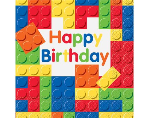 16PK BUILDNG BLOCKS BIRTHDAY NAPKINS