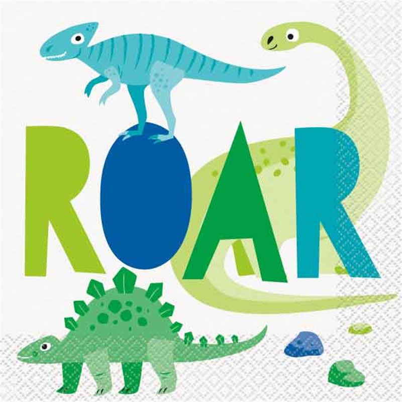 16PK BLUE & GREEN DINOSAUR NAPKINS
