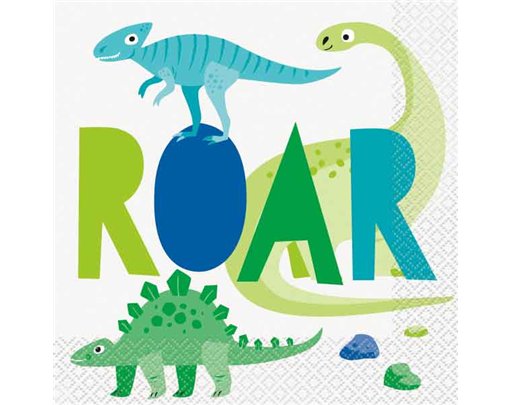 16PK BLUE & GREEN DINOSAUR NAPKINS