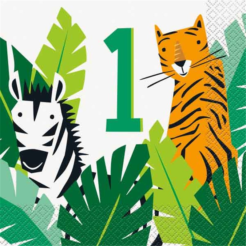 16PK ANIMAL SAFARI 1ST BIRTHDAY NAPKINS