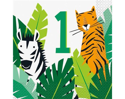 16PK ANIMAL SAFARI 1ST BIRTHDAY NAPKINS
