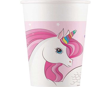 8PK 200ml UNICORN RAINBOW COLORS PAPER CUPS
