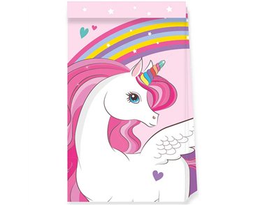 4PK UNICORN RAINBOW COLORS PAPER PARTY BAGS
