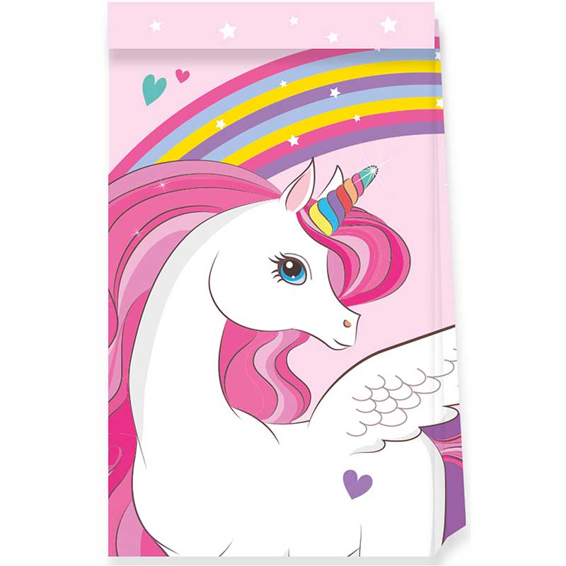 4PK UNICORN RAINBOW COLORS PAPER PARTY BAGS