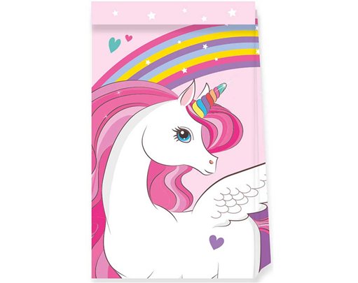 4PK UNICORN RAINBOW COLORS PAPER PARTY BAGS