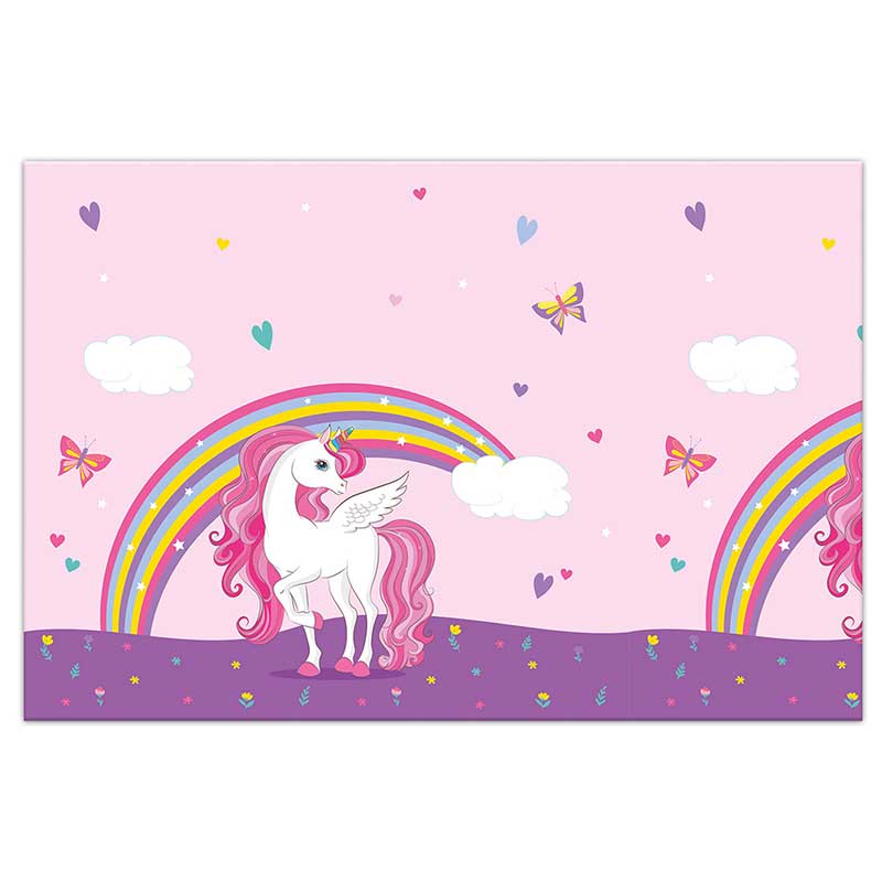 UNICORN RAINBOW COLORS PLASTIC TABLECOVER