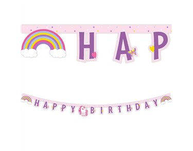 UNICORN RAINBOW COLORS "HAPPY BIRTHDAY" BANNER
