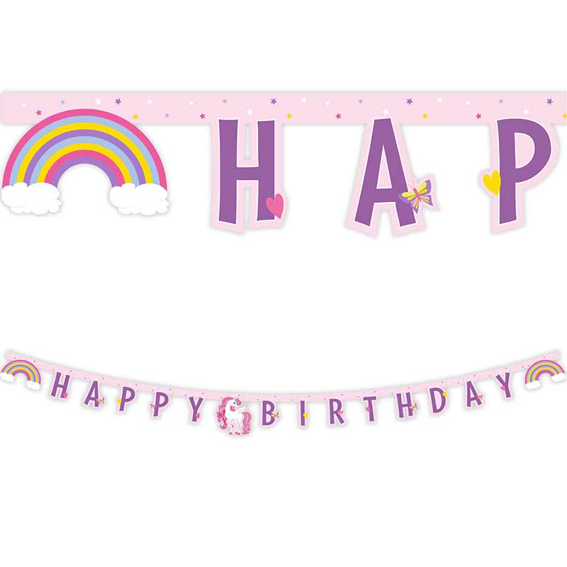 UNICORN RAINBOW COLORS "HAPPY BIRTHDAY" BANNER