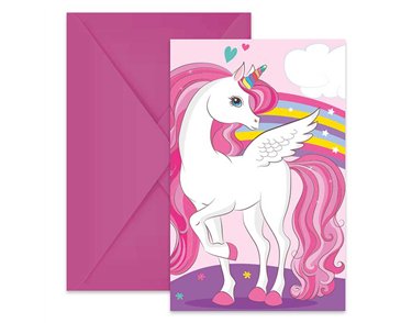 6PK UNICORN RAINBOW COLORS INVITATIONS