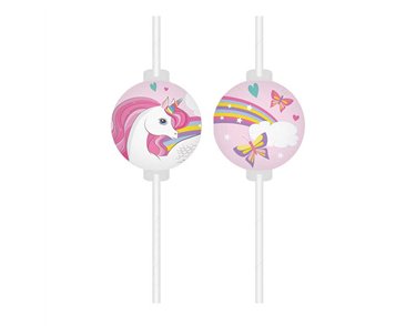4PK UNICORN RAINBOW COLORS DRINKING STRAWS