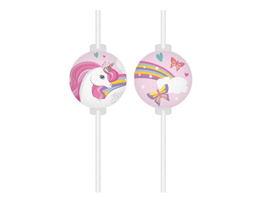 4PK UNICORN RAINBOW COLORS DRINKING STRAWS