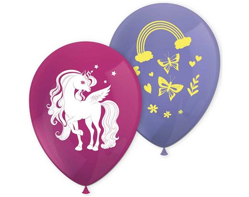 8PK UNICORN RAINBOW COLORS BALLOONS