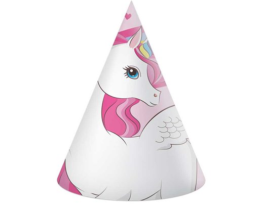 6PK UNICORN RAINBOW COLORS PAPER HATS