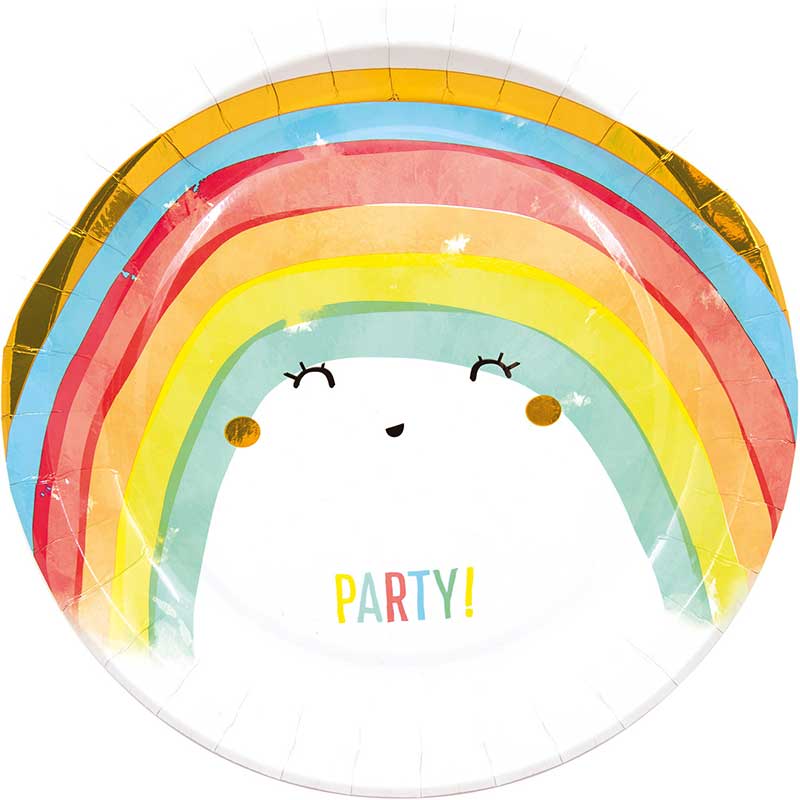 8PK 23cm RAINBOW PARTY PAPER PLATES