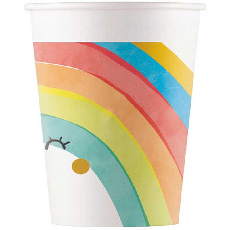 8PK 200ml RAINBOW PARTY PAPER CUPS