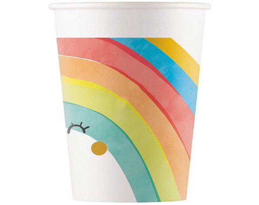 8PK 200ml RAINBOW PARTY PAPER CUPS