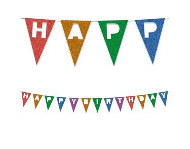 2m RAINBOW PARTY REUSABLE FELT HAPPY BIRTHDAY FLAG BANNER