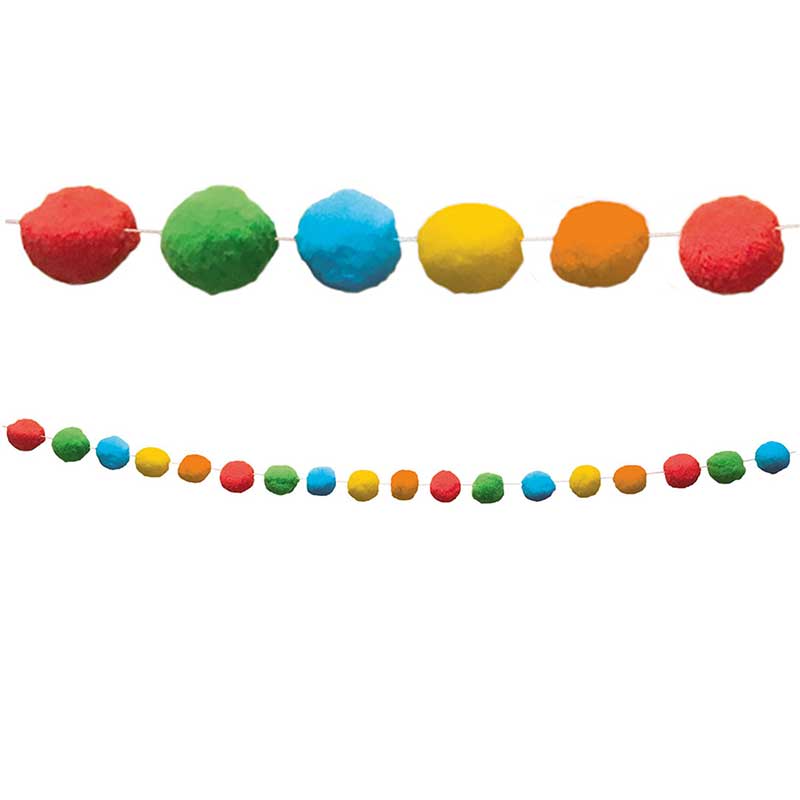 4m RAINBOW PARTY REUSABLE POM-POM BANNER