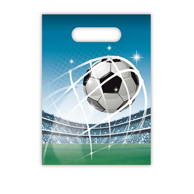 6PK SOCCER FANS PLASTIC PARTY BAGS