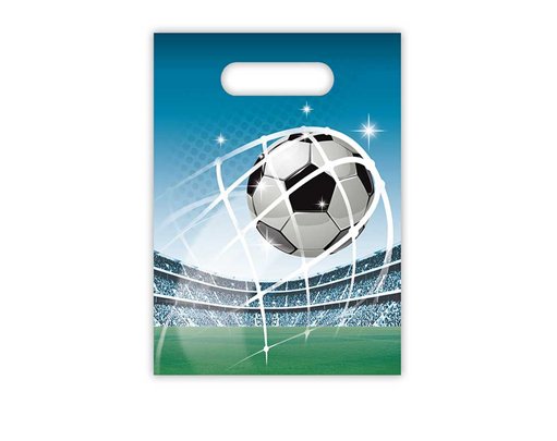 6PK SOCCER FANS PLASTIC PARTY BAGS