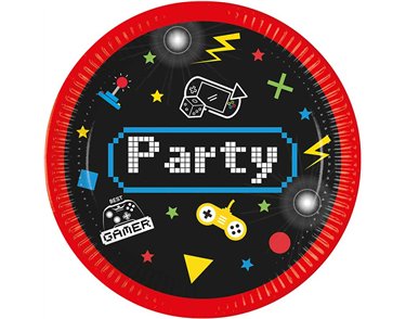 8PK 23cm GAMING PARTY PAPER PLATES