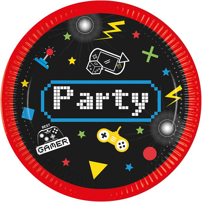 8PK 23cm GAMING PARTY PAPER PLATES