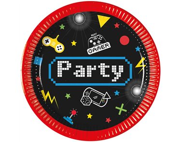 8PK 20cm GAMING PARTY PAPER PLATES