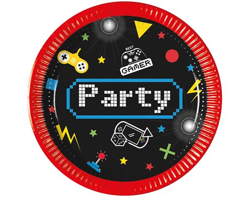 8PK 20cm GAMING PARTY PAPER PLATES