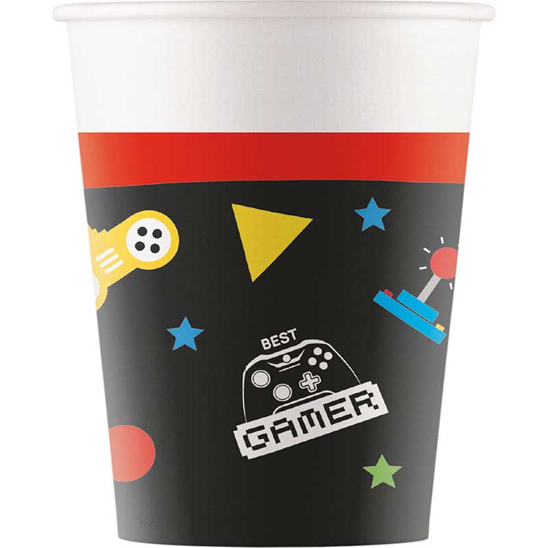 8PK 200ml GAMING PARTY PAPER CUPS
