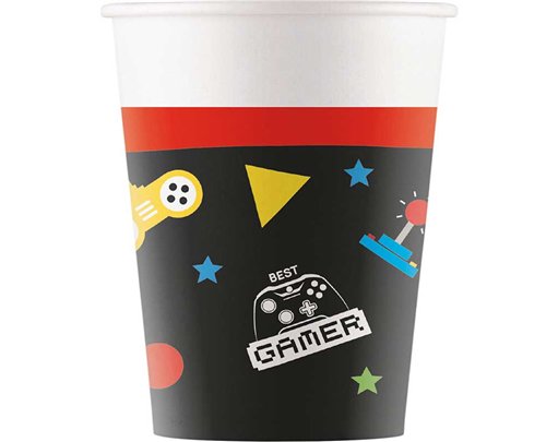 8PK 200ml GAMING PARTY PAPER CUPS