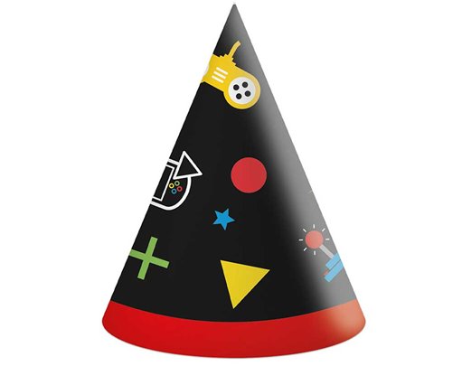 6PK GAMING PARTY PAPER HATS