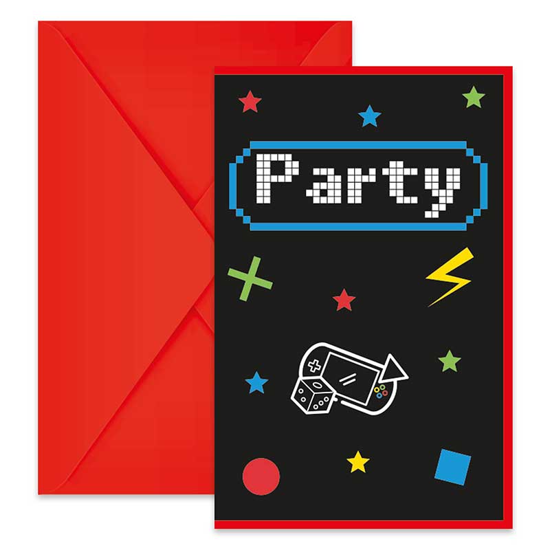 6PK GAMING PARTY INVITATIONS