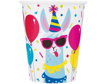 (8) 9oz LLAMA BIRTHDAY CUPS