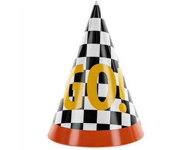 6PK 16cm "GO" PARTY HATS