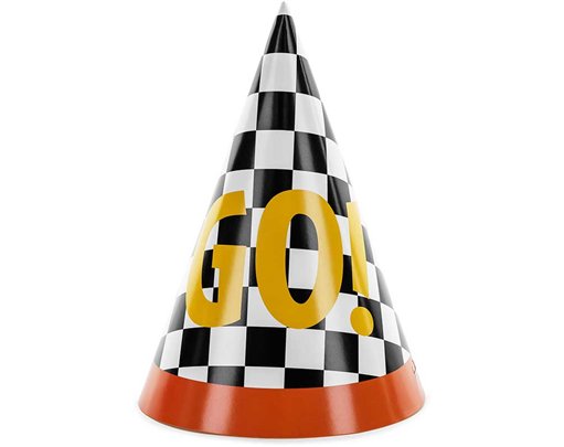 6PK 16cm "GO" PARTY HATS