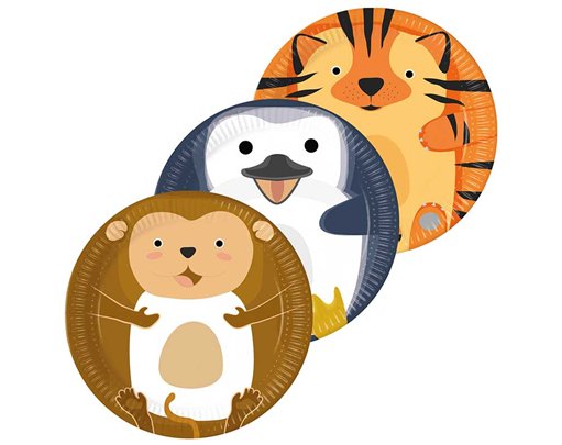8PK 23cm ZOO ANIMALS PAPER PLATES